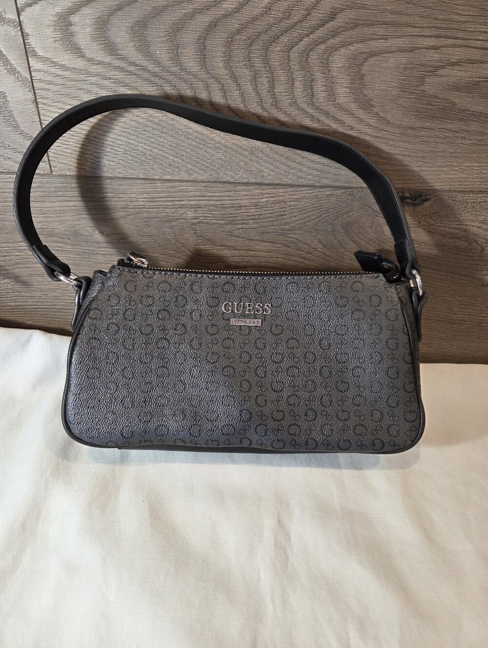 GUESS Gray Factory Conley Monogram Shoulder Bag